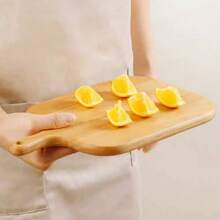 1pc Rubber Wood Cutting Board With Handle, Suitable For Meat, Cheese, Vegetables, Bread And Cooked Food, Perfect For All Kinds Of Holidays