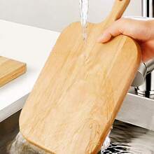 1pc Rubber Wood Cutting Board With Handle, Suitable For Meat, Cheese, Vegetables, Bread And Cooked Food, Perfect For All Kinds Of Holidays