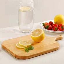 1pc Rubber Wood Cutting Board With Handle, Suitable For Meat, Cheese, Vegetables, Bread And Cooked Food, Perfect For All Kinds Of Holidays