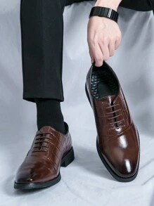 Nam Chính thức Giày dép , Retro Nâu Màu sắc Nối , Dập nổi Làm Việc  Giày cưới nam , Chính thức & Giải trí Oxfords Với Lace-up , Váy dự tiệc Giày dép - màu nâu - Xem 4