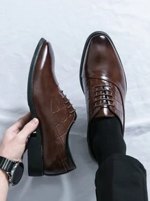 Nam Chính thức Giày dép , Retro Nâu Màu sắc Nối , Dập nổi Làm Việc  Giày cưới nam , Chính thức & Giải trí Oxfords Với Lace-up , Váy dự tiệc Giày dép - màu nâu - Xem 3