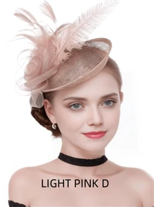 復古花飾帽茶會發箍，配有羽毛的肯塔基德比賽馬花朵帽發箍頭飾，適合女孩和女性使用的牛仔帽 - 彩色 - 查看 5