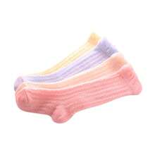 4 cặp/bộ Trẻ em Vớ , Mùa xuân/Mùa hè , Em bé Cao đến đầu gối Lưới Màu thuần Dài Vớ ống , Sơ sinh Đứa trẻ Vớ - Nhiều màu - Xem 5