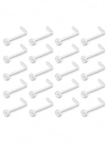 CIZME 20-44pcs Transparent Piercing Fixators, Suitable For Surgery, Including Bionic Nose Rings, Navel Rings, Septum Rings, Eyebrow Rings, Lip Cartilage Rings, Ear Cartilage Rings, Earring Fixators, Industrial Bar Plastic Piercing Jewelry, Suitable For Workplace - Clear - View 12
