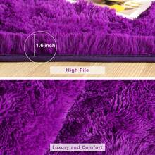 Available In A Variety Of Sizes And Colors Luxury Fluffy Area Rug Modern Shag Rugs For Bedroom Living Room, Super Soft And Comfy Carpet - 深紫色 - 查看 5