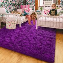 Available In A Variety Of Sizes And Colors Luxury Fluffy Area Rug Modern Shag Rugs For Bedroom Living Room, Super Soft And Comfy Carpet - 深紫色 - 查看 2