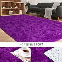 Available In A Variety Of Sizes And Colors Luxury Fluffy Area Rug Modern Shag Rugs For Bedroom Living Room, Super Soft And Comfy Carpet - 深紫色 - 查看 4