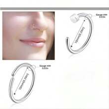 34入組/套不鏽鋼鼻釘和環套裝,包括水晶鼻釘,圓盤鼻釘和球形鼻釘,男女通用日常鼻環收藏 - 銀色 - 查看 3