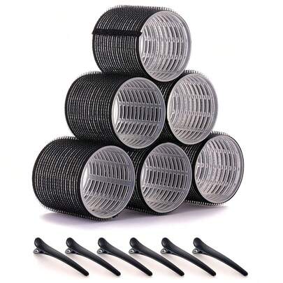 Jumbo Hair Curlers Rollers 2.56in 12pcs/Set Self-Grip Rollers Kit With 6Rollers And 6Clips, Salon Quality Curlers For Diy Hairstyling, Heatless Rollers, Hair Rollers, Heatless Curls, Hair Curler, Hair Products And Accessories For Barber Salon Beauty Back To School, Travel Holiday Essentials, Hair Accessories For Women, Hair Curler, Rollers For Hairdressing Equipment, Accessories, Hair Curl, Curly Hair Tools, Hair Roller, Christmas,Curly Hair, Hair Curler, Hair Rollers, Heatless Curl, Heatless Curls, Rollers, Hair Curlers, Curly Hair Products, Hair Curl, Hair Roller, Rollers For Hair, Curly Hair Tools, Heatless Curlers,Hair, Accessories, Hair Products, Hair Tools, Hair Stuff, Hair Care, Curly Hair Brush, Barber, Barber Accessories, Hairdressing Equipment,Heatless Waves,Travel Essentials,Travel Essential,Hairstyle,Hairdressing