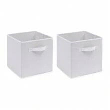 Foldable Storage Boxes Set Of 2,Non-Woven Fabric Storage Box Set,Storage Drawers For Cube Storage Unit,26.5x26.5x28 Cm - White - View 1