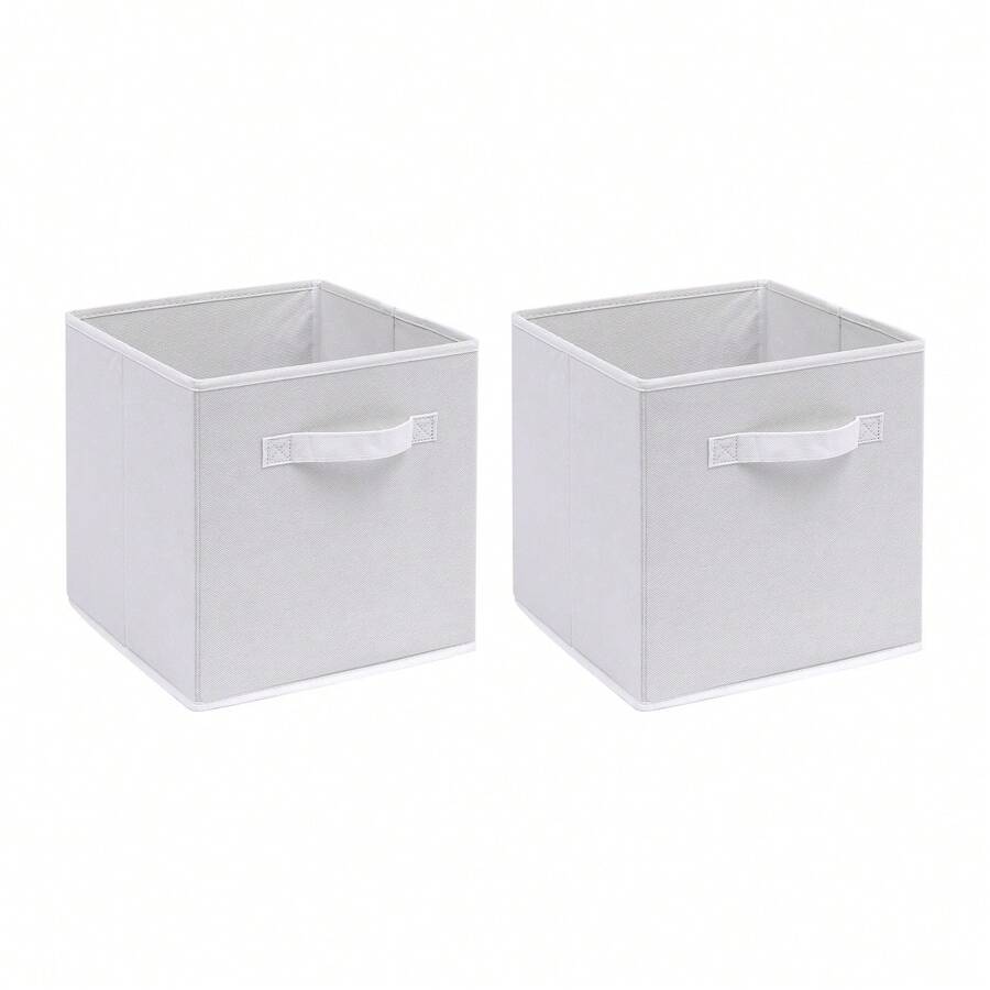 Foldable Storage Boxes Set Of 2,Non-Woven Fabric Storage Box Set,Storage Drawers For Cube Storage Unit,26.5x26.5x28 Cm - White - View 1