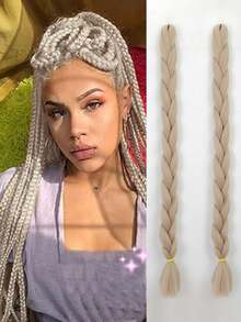 2 Pcs/Pack 30 Inches Synthetic Crochet Hair Synthetic Crochet Braid Hair Extensions For Girls Wig - Beige - View 1