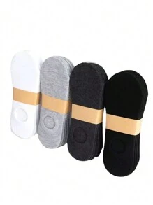 Sports Outdoor 10 Pairs Random Delivery, Men's Boat Socks/Invisible Socks, Women's Thin Breathable Invisible Summer Socks, Black/White/Gray Gift Socks - Black and White - View 3