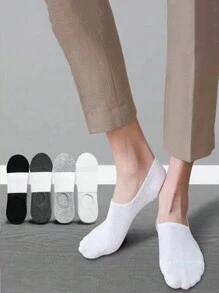 Sports Outdoor 10 Pairs Random Delivery, Men's Boat Socks/Invisible Socks, Women's Thin Breathable Invisible Summer Socks, Black/White/Gray Gift Socks - Black and White - View 2