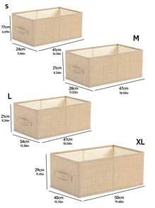 1pc Foldable & Washable Fabric Storage Box Without Cover For Clothing, Toy Organization - Beige - View 2