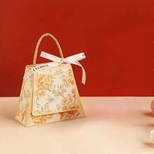 10pcs, European Style Floral Design Candy Box Wedding Favor Box - High-Grade Candy Bag With New Design Suitable For Wedding Engagement Gift, Mother's Day Birthday Gift, Wedding Decoration, Party Favors, Banquet Decoration - Champagne - View 5