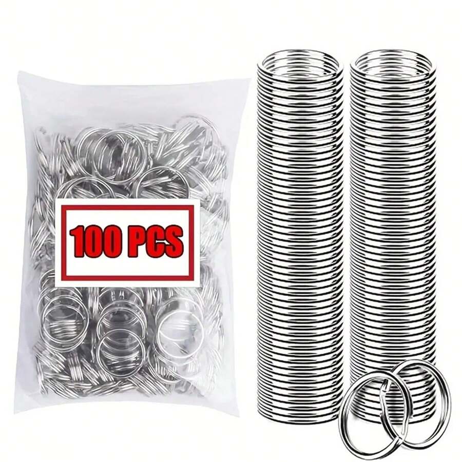 10-100pcs/Set 20mm Key Ring Open Jump Rings Connector Metal Split Rings For Keychain Pendant Jewelry Finding Making Charm Crafting Gift Souvenir School Car Accessories Cute Goth Y2k - Silver - View 1