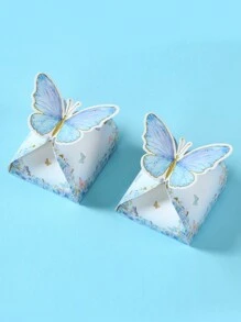 12pcs Blue Butterfly Shaped Mini Candy Boxes, Birthday, Wedding, Holiday Party Gift Packaging, Back To School, Valentine's Day Gift Boxes - Blue - View 5