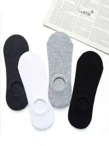 Sports Outdoor 10 Pairs Random Delivery, Men's Boat Socks/Invisible Socks, Women's Thin Breathable Invisible Summer Socks, Black/White/Gray Gift Socks - Black and White - View 4