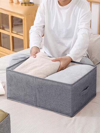 1pc Fabric Foldable & Washable Storage Box Without Lid For Closet Clothing & Toy Organization,For Back To School