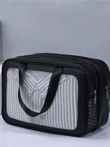 2尺寸雙層乾濕分離PU女士旅行收納袋化妝包組織袋防水洗漱袋化妝箱