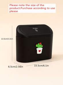 1 Pieza Bote De Basura Para Coche Con Decoración De Cactus De Dibujos Animados - Negro - Ver 3
