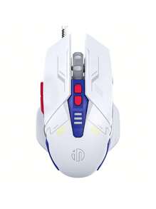 Inphic W9 Versión Mecánica Ratón De Juego Con Cable Con Luz Colorida, Duradero, Eficiente Y Cómodo Para Uso En Hogar Y Oficina - Azul y blanco - Ver 1