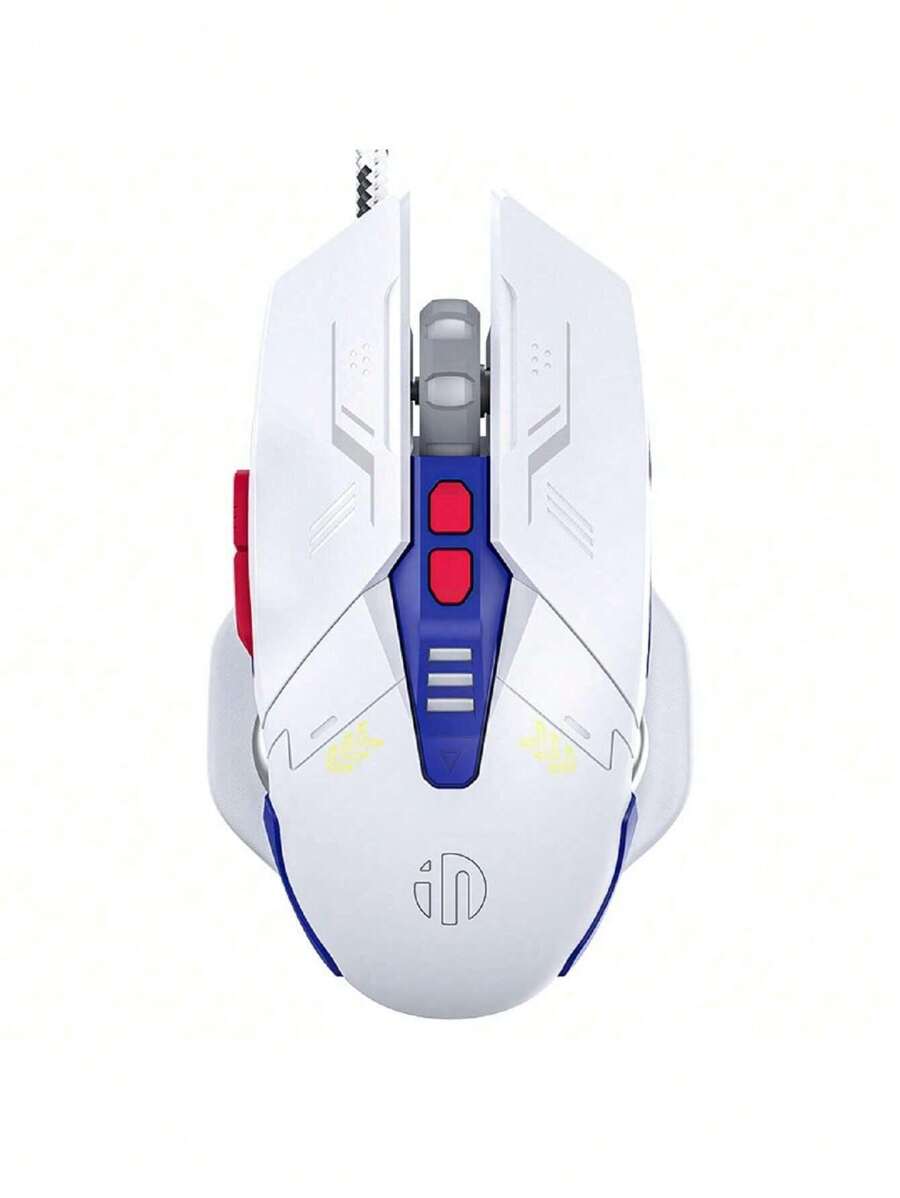 Inphic W9 Versión Mecánica Ratón De Juego Con Cable Con Luz Colorida, Duradero, Eficiente Y Cómodo Para Uso En Hogar Y Oficina - Azul y blanco - Ver 1
