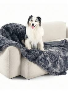 Waterproof Dog Blankets For Dogs - Calming Cat Blanket For Couch Protector Washable, Long Fau X Fur Pet Blanket For Puppy, Reversible Furniture Protection - Tie-dye Grey - 查看 7