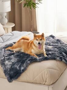 Waterproof Dog Blankets For Dogs - Calming Cat Blanket For Couch Protector Washable, Long Fau X Fur Pet Blanket For Puppy, Reversible Furniture Protection - Tie-dye Grey - 查看 2
