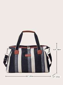 女士大容量條紋旅行手提袋,防水健身運動手提袋,輕便的提帶行李包斜揹袋,周末過夜包及旅行配件,新款手提肩帶可攜式被子衣物收納袋 - 彩色 - 查看 6