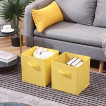 Foldable Storage Boxes Set Of 2,Non-Woven Fabric Storage Box Set,Storage Drawers For Cube Storage Unit,26.5x26.5x28 Cm - Yellow - View 3