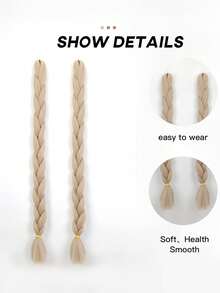 2 Pcs/Pack 30 Inches Synthetic Crochet Hair Synthetic Crochet Braid Hair Extensions For Girls Wig - Beige - View 3