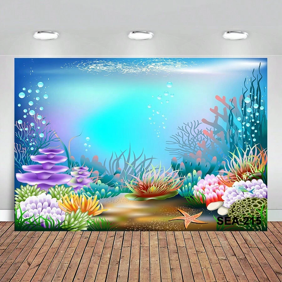 Underwater World Seabed Photography Backdrop Decor Ocean Undersea Fish ...