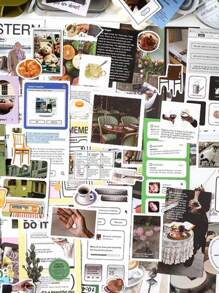 1 gói 200 miếng vật liệu, bao gồm 120 miếng dán và 80 tờ giấy trang trí cho sổ lưu niệm nghệ thuật và cổ điển, hành lý du lịch, ốp điện thoại trang trí khi trở lại trường - màu đen - Xem 9