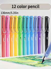12 Color Pencil Set With Built-In Eraser Strip. Infinite Children's Writing, Infinite Pen Sketching, Highly Attractive Cute Stationery, Learning Drawing Tools, 12 Color Portable Pencils - 12 Colors Of Eternal Colored Pencils - View 10