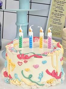 4pcs Cute Flame Candles In Macaron Colors, Party Cake Decorative Candle - Multicolor - View 7