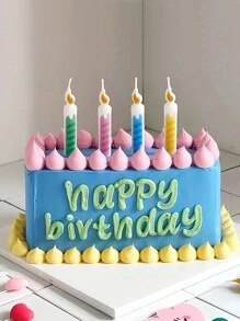 4pcs Cute Flame Candles In Macaron Colors, Party Cake Decorative Candle - Multicolor - View 5