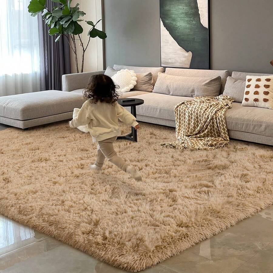 Available In A Variety Of Sizes And Colors Luxury Fluffy Area Rug Modern Shag Rugs For Bedroom Living Room, Super Soft And Comfy Carpet - 駝色 - 查看 1