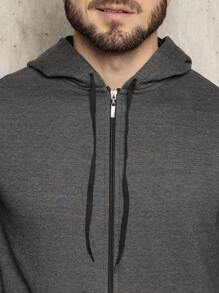 Men Zip-Up Hoodies - 深灰色 - 查看 4