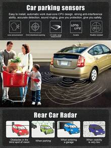 Universal Parking Sensor Kit, LED Display, 22mm 4 Sensors, Backlit Reverse Radar Monitoring System, 12V - Black - View 3