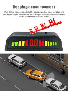 Universal Parking Sensor Kit, LED Display, 22mm 4 Sensors, Backlit Reverse Radar Monitoring System, 12V - Black - View 4
