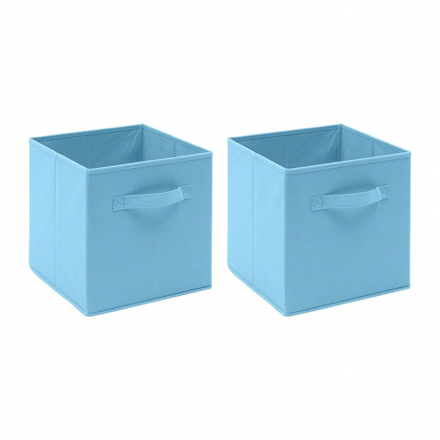 Foldable Storage Boxes Set Of 2,Non-Woven Fabric Storage Box Set,Storage Drawers For Cube Storage Unit,26.5x26.5x28 Cm - Baby Blue - View 1