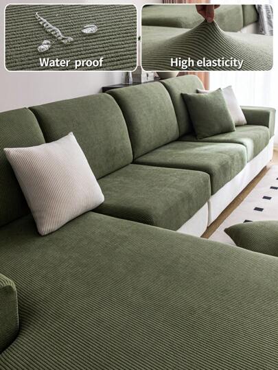 1pc Waterproof Elastic Sofa Cushion Cover, Modern Minimalist Style Non-Slip Sofa Cover For Living Room, Universal Fit For L-Shaped And 1/2/3/4 Seater Sofa