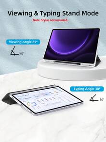 Case Compatible With Samsung Tab S6 Lite 10.4'' P620/P625 Tab S7 Plus 12,4'' Tab S8 Plus 12,4'' Multi-Angle Stand Cover Transparent Back Tablet Slim Cover Support Auto Sleep Wake - Black - View 8