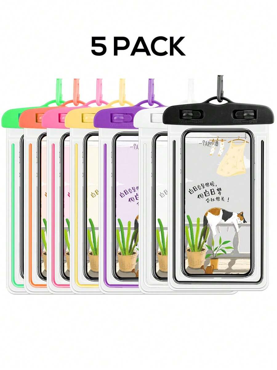5Piezas Funda para Celular Impermeable Sumergible Anti Polvo y Agua - Multicolor - Ver 1
