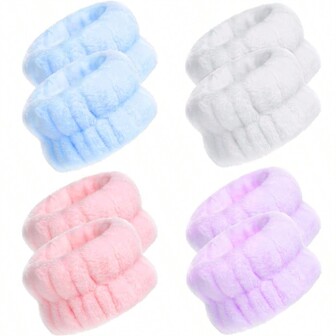 2/4/8PCS Washband Microfiber Washing Face Wrist Wash Towel Band Wristband Scrunchies Absorbent Wrist Sweatband For Women Prevent Liquid From Spilling,Skincare Headband,Beauty,Skin Care Products,Spa,Self Care,Skin Care Tools,Face Care,Esthetician Supplies,Skin,Face Wash,Facial