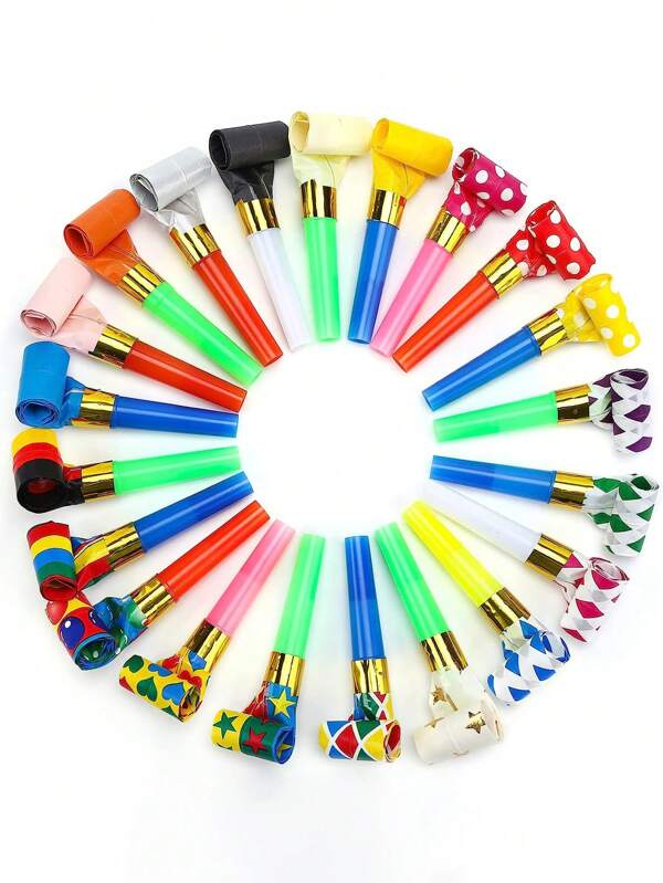 100pcs Random Color Blow Dragon Whistles For Birthday Party, Weddings & Cheerleading, As Gift, Party Favors Back To School Valentine Day