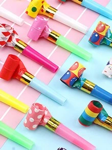 100pcs Random Color Blow Dragon Whistles For Birthday Party, Weddings & Cheerleading, As Gift, Party Favors Back To School Valentine Day
