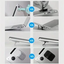 Dolwao Hợp Kim Laptop Chân Đế Vô Hình Mini Di Động Máy Tính Xách Tay Chân Miếng Lót Giá Đỡ Tăng Chiều Cao Và Chức Năng Tản Nhiệt - Bạc - Xem 5